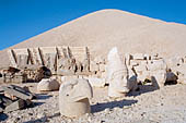 Nemrut Dagi Milli Parki, the tomb of King  Antiochos I, west terrace, statues of the eagle, Apollo and Commagene goddess 